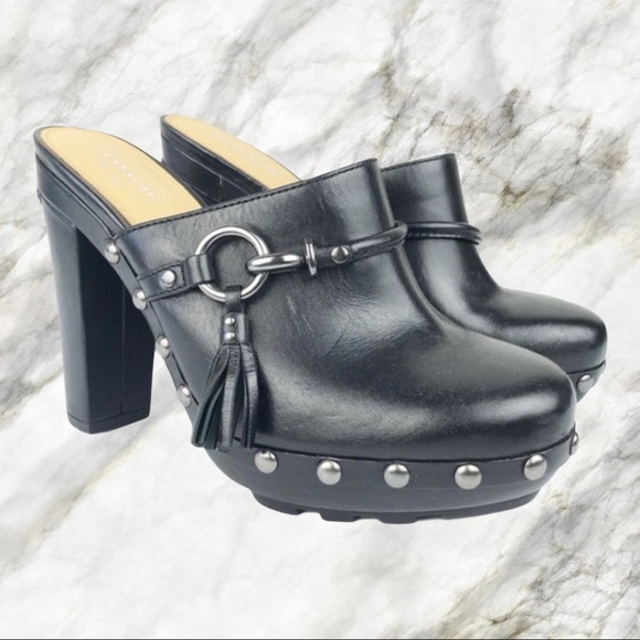 COACH suede leather rana clog like new black 5 - Picture 1 of 8